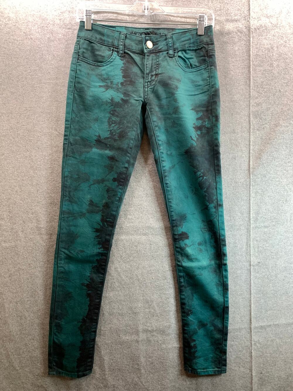 American Eagle Outfitters Tie Dye Jeggings Skinny Jeans Women Size 0 Green